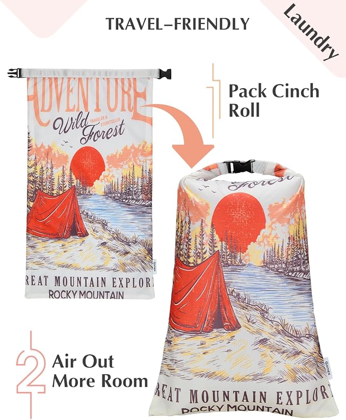Gonex 6-Piece Compression Packing Cubes with Shoe & Laundry Bags | Unique Printed Design, Ripstop Fabric, Double-Zip Compression, Carry-On Friendly, Lightweight - Image 3