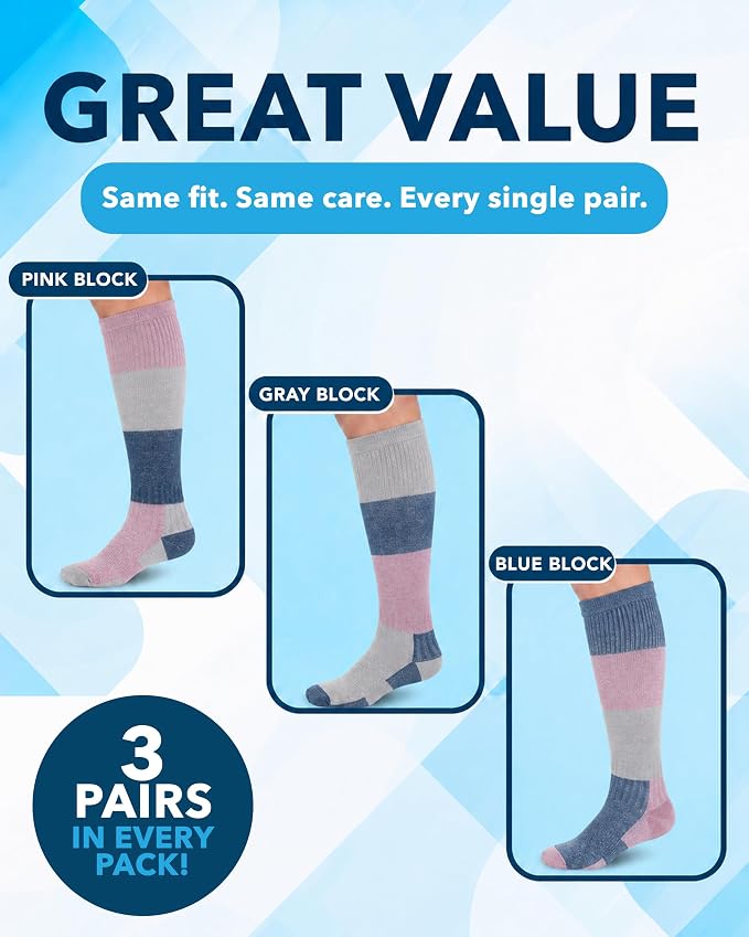 Doctor's Select® Bamboo Viscose Light Compression Socks for Women & Men - 3 Pairs, 8-15 mmHg Compression Socks, Knee High - Image 5