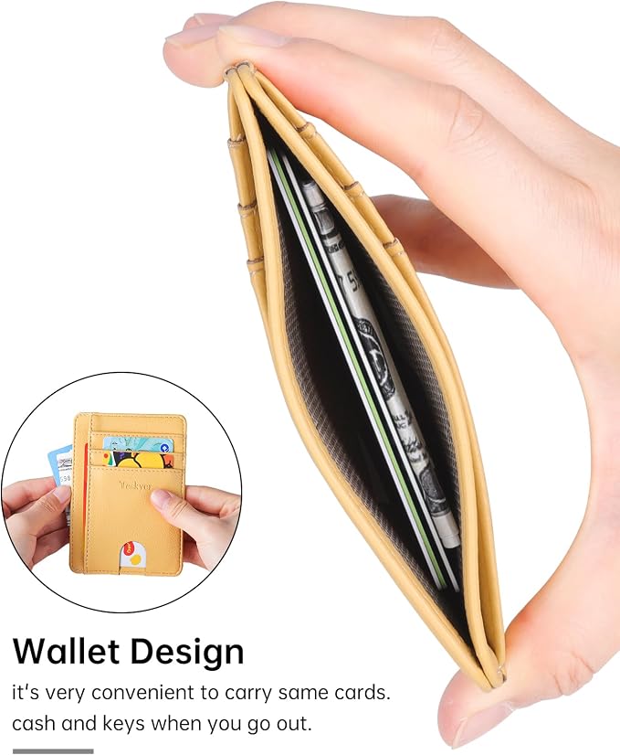 Teskyer Slim Minimalist Wallet for Men, RFID Front Pocket Card Holder | Ultra Slim Front Pocket Design, 8 Card Slots, RFID Protection, Smooth Faux Leather for Everyday Carry - Image 2