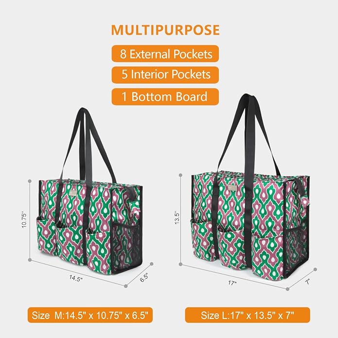 TOPDesign Utility Water Resistant Tote Bag with 13 Pockets, Top Zipper Closure & Thick Bottom Support, for Working Women - Image 2