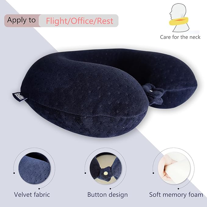 Memory Foam Travel Pillow, Comfortable Travel Neck Pillow U Shape, Support Neck and Head to Relieve Fatigue, Portable Neck Pillow Suitable for Planes, Trains, Self-Driving Cars - Image 2