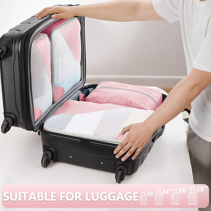 8 Set Packing Cubes for Travel, Gifts for Women Mom,Anti-Tearing Suitcase Organizer for Luggage with Shoe & Hanging Toiletry Bag,OlarHike Vacation Essentials & Accessories for Cruise Ship,Dream Pink - Image 5