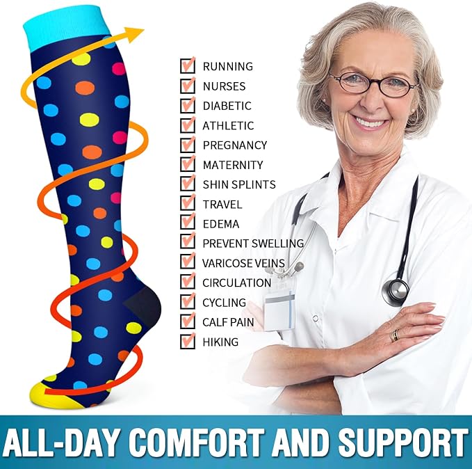 6 Pack Copper Compression Socks for Women and Men Circulation-Best Support for Medical,Running,Nursing,Athletic - Image 6
