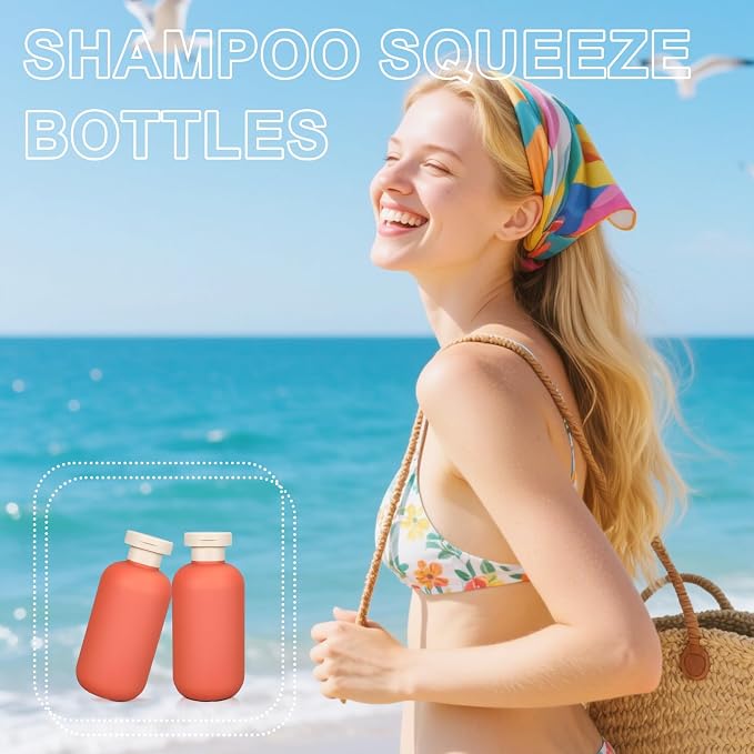 ASEVAT 6.7oz Plastic Refillable Travel Shampoo Bottles, Empty Travel Shampoo and Conditioner Bottles Reusable, Travel Size Shampoo Bottle, Hand Soap Dispenser for Vacation, Gym, Home(Orange) - Image 3