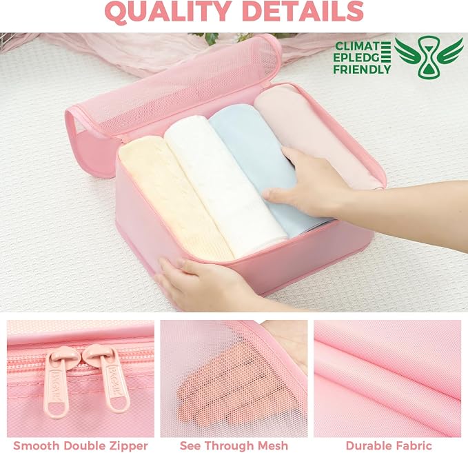 BAGAIL 9 Set Packing Cubes with Packing List Luggage Packing Organizers for Travel Accessories (Pink) - Image 7