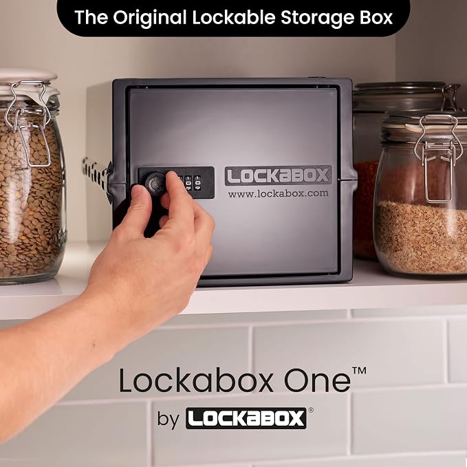 Lockabox One™ | Compact and Hygienic Lockable Storage Box for Food, Medicines, Tech and Home Safety | One Size 12 x 8 x 6.6 inches externally (Jet) - Image 2