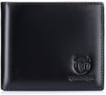BULLCAPTAIN RFID Wallets for Men,Genuine Leather Wallet QB-05 (Black) | Slim,Bifold,Front Pocket Wallet, 2 ID Windows,11 Card Slots,RFID Blocking Technology,Gift Choice by Bullcaptain