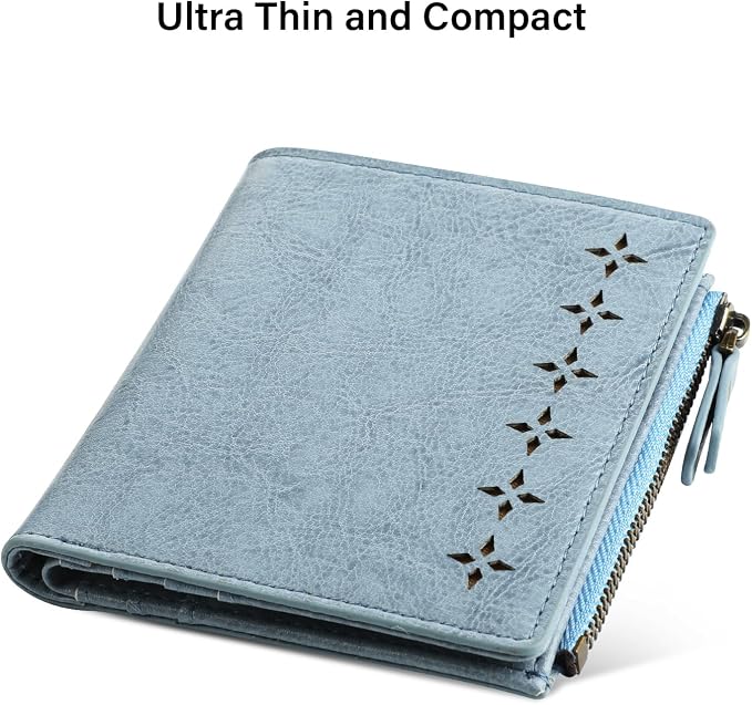 Ultra Thin Small Compact Leather Womens Girls Wallets RFID Blocking Credit Card Holder for Women - Image 3