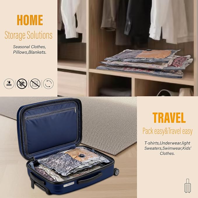 Rechargeable Wireless Pump Vacuum Bags, Portable Storage Bags for Travel and Home, Compression Packing Seal for Clothing, Clothes, Blankets, Luggage, Suitcase (9 Combo Travel Size) - Image 8