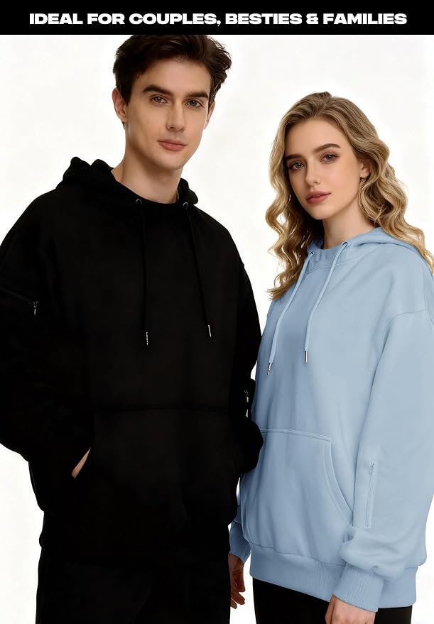 Unisex Travel Hoodie with Eyemask Fleece Sweatshirt Fall Winter | Airplane Hoodie with Multi Pockets & Eye mask Womens Sweatshirts Comfort Pullover Fleece Sweaters Fashion Tops for Couples - Image 5