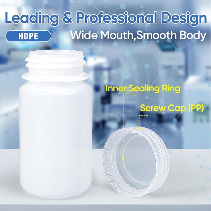 DEMORA 4 oz Small Plastic Bottles with Caps, Airtight Refillable Wide Mouth Travel Bottles for Toiletries, PP Food Grade Plastic Containers for Liquids Pill Sample Lab Reagent (Translucent, 4 Pcs) - Image 2
