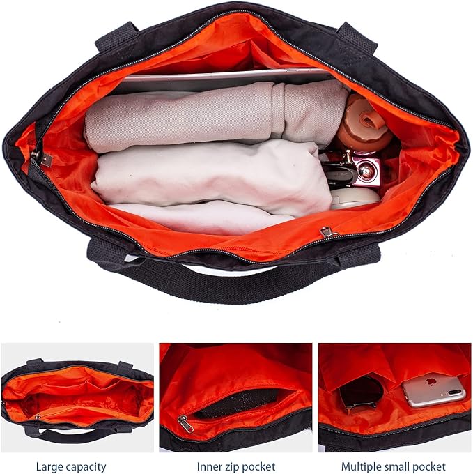 ETidy Large Capacity Foldable Tote Bag With Zipper | Water-resistant, Lightweight, Sandproof, Beach Bag, Gym Bag, Travel Shopping Bag - Image 3