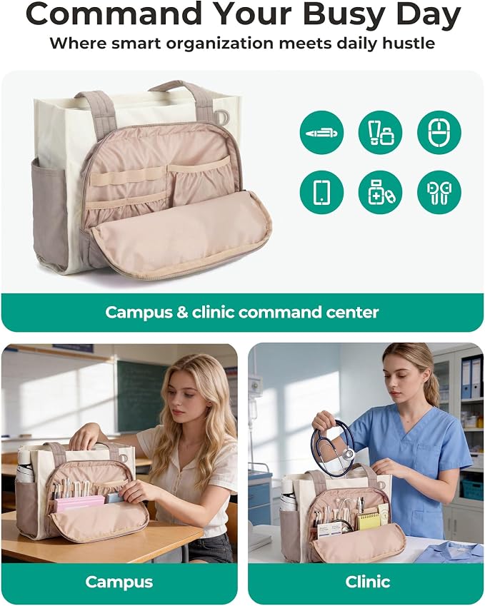 BAGSMART Tote Bag for Women, Puffy Laptop Work College Shoulder Handbag | 30oz or 40oz Tumbler Holder with Crossbody Strap, 13 inch or 15.6 inch Laptop Sleeve, Water Resistant Puffer Teacher Tote Bag - Image 3