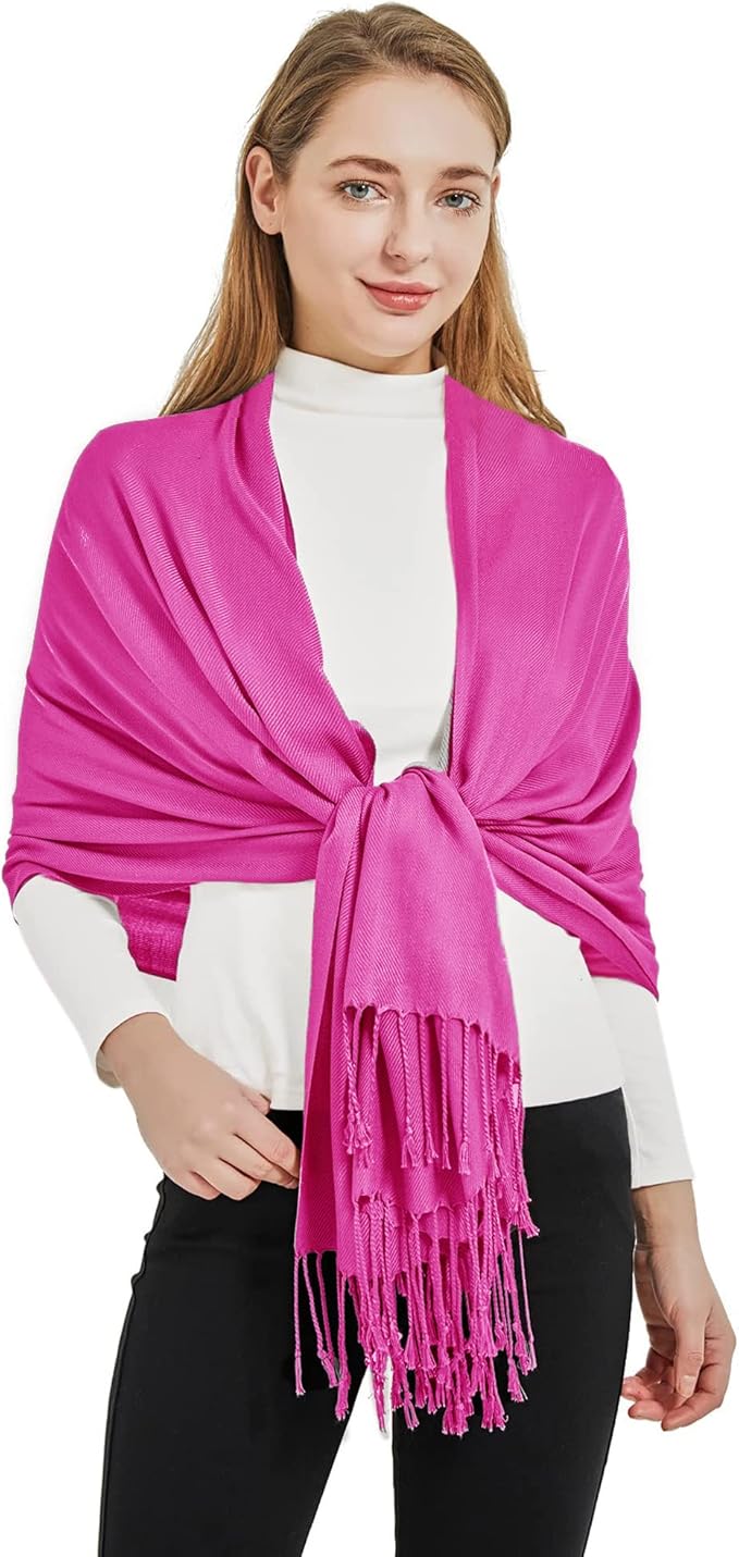 Soft Silky Pashmina Shawl Wraps Solid Colors Scarf for Wedding Evening Dresses by Ronfoxi