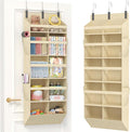 Lifewit 1 Pack Over the Door Organizer, 10 Section Clear Window Hanging Storage with 4 Side Pockets, Sturdy Anti Tilt 40 lbs Load Behind Door for Closet, Bedroom, Bathroom, Nursery, Dorm, Beige by Lifewit