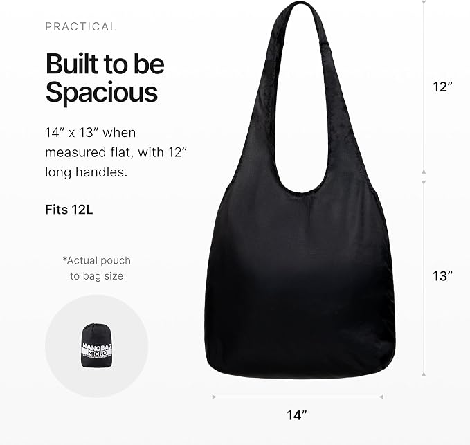 Nanobag Micro 12L Tote Foldable Packable Reusable Grocery Shopping Bag | 0.8 oz Premium Portable Collapsible Ultralight Pocket-Sized for Everyday Use & Travel - Image 4