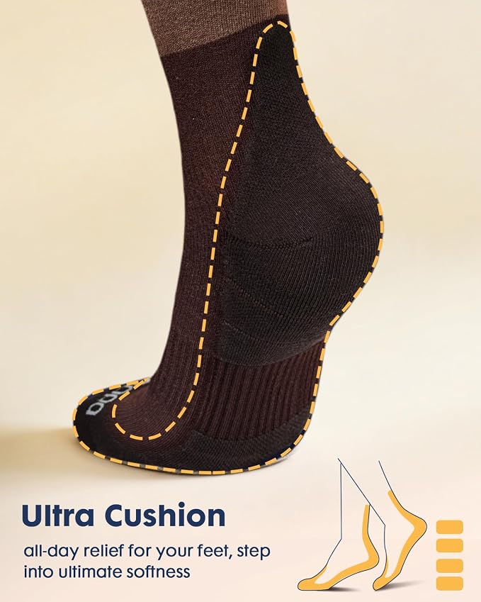 Comfortable Cotton Compression Socks | 20-30mmHg Ankle Arch Support Socks, Breathable Extra Cushion for Flying Travel Nurse, Graduated Support for Women Men - Image 3