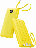 VRURC Portable Charger, Built-in 4 Cables Portable Phone Charger 10000mAh | Lightweight Power Bank with 5 Output 2 Input Compatible with Smart Phones,Samsung,Android etc-Yellow(1 Pack) by Home