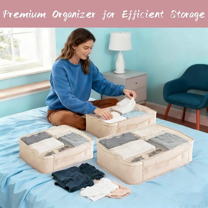 14 Pcs Packing Cubes for Suitcase Mesh Clothes Organizer Bulk, Lightweight Storage Bag, Toiletries Organizer Travel Luggage Bags for Hiking, Camping, Backpacking(XL, L, M Size) - Image 4