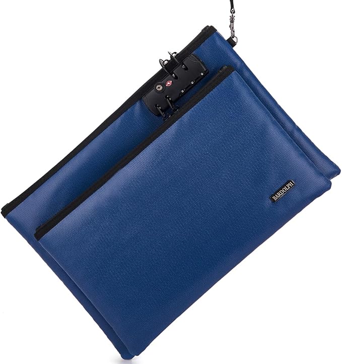 Fireproof Document Bag, Fireproof Money Bag with Lock and Zipper for Cash, FireproofBag Money Pouch, Fire Safe CashBag BankerBag, Notary Supplies (blue, Large) - Image 6
