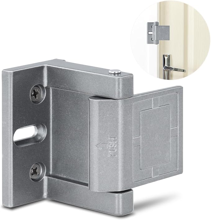 High-Security Reinforced Door Lock – Aluminum Privacy Latch for Home and Hotel, Easy Installation with Stainless Steel Screws, Interior Night Lock for Added Protection (Gary-1 Pack) by Unknown