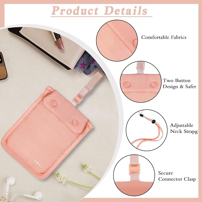 YOYI YOYI RFID Blocking Bra Wallet Neck Strap Hidden Pocket Cash Card | Skin-friendly fabric so thin it disappears inside your bra, RFID blocking keeps cards and cash secure from theft on the go - Image 3