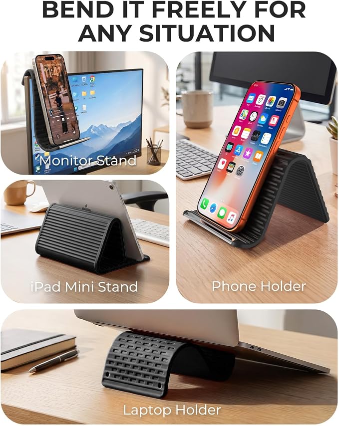 2026 Airplane Phone Holder, Flexible Silicone Portable Phone Stand | Foldable for Desk Bed Office, Travel Essentials Hands Free Mount for iPhone Tablet Laptop,Anti-Slip & Scratch-Resistant - Image 7