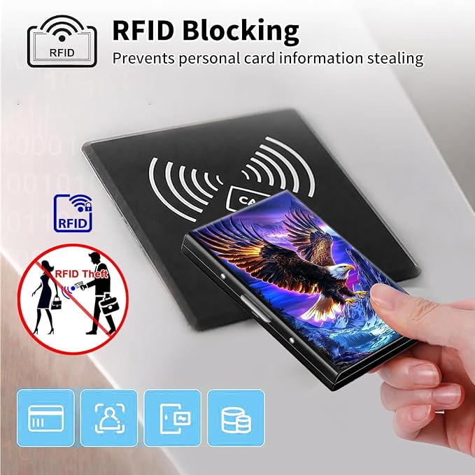 Metal Wallet,Credit Card Holder for Women Men,RFID Blocking Card Holder Wallet Mini Slim Aluminum Wallet ID Case Hard Card Case Business Card Holder Case,Eagle Mountain - Image 3