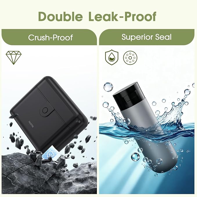 Travel Bottles TSA 4x2oz With Case Leak-Proof Black | Durable ABS hard case, press-to-unlock, 4 individual compartments, wide-mouth bottles for easy fill, leak-proof seals - Image 3