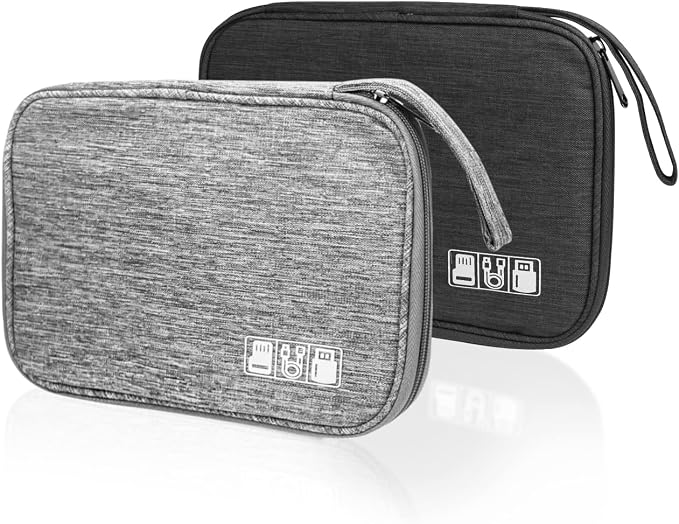 Lcsmaokin Electronics Organizer Travel Case,Electronic Accessories Storage Bag,Travel Cord Organizer Bag for Small Charging Cord Storage,Cables,2 Packs Black&Grey by Lcsmaokin