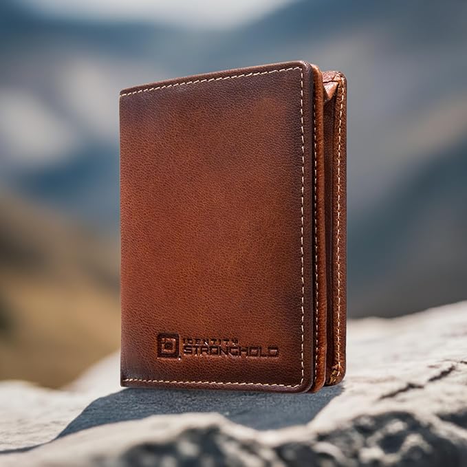 ID Stronghold Waltlet - RFID Blocking Bifold Wallet for Men with Magnetic Clasp - Brown - Image 5