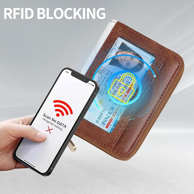 Credit Card Holder Wallet RFID Blocking Leather Small Wallet for Women with Wristlet - Image 5