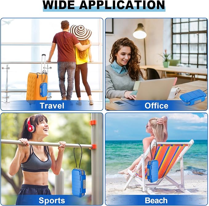 HUANLANG Portable Safe Lock Box with Combination Lock Mini Beach Travel Safe Waterproof Small Lockable Box with Removable Wire Rope Combination Safe Box for Dorm,Travel,Beach,Hotel,Car,Home,Office - Image 5
