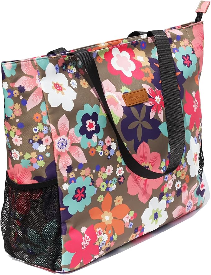 ESVAN LARGE BEACH BAG Water Resistant Lightweight 20 inch Women Oversize Tote Bag for Gym Beach Travel Pool Yoga Nurse - Image 9