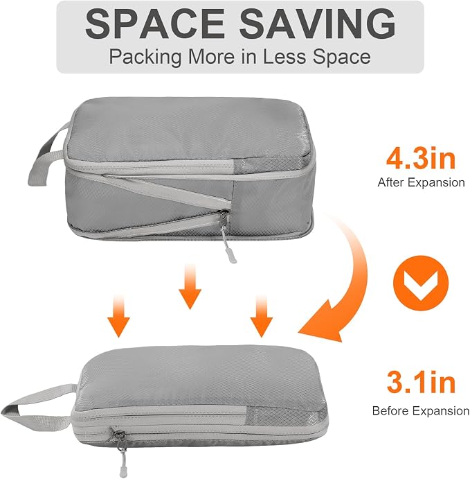 Compression Packing Cubes, Ultralight Packing Cubes for Carry on Suitcase, Travel Packing Essentials for Suitcase Organizer Bags Set, Durable Travel cubes for Luggage (Gray, Set of 4) - Image 4