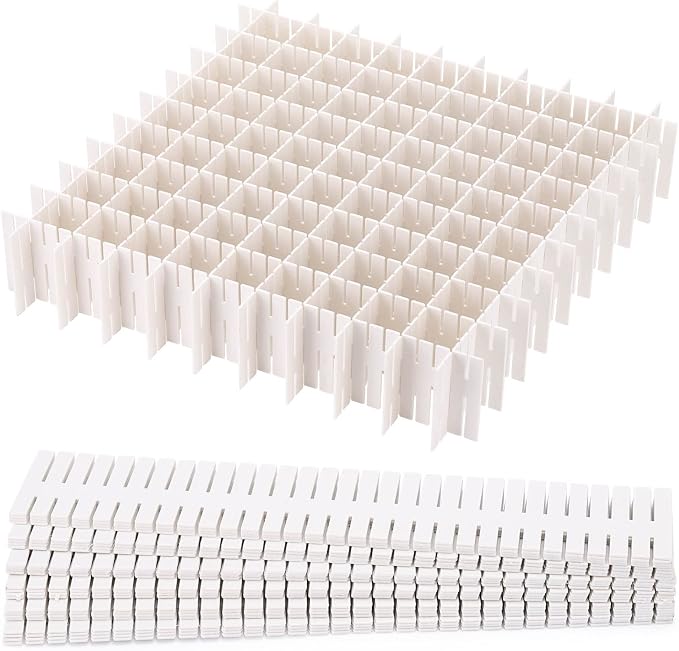 acDesign 40Pcs Grid Drawer Dividers, Adjustable Drawer Organizer for Socks, Underwear, Lingerie, Makeup, Bedroom Office Kitchen Storage (White) by acDesign