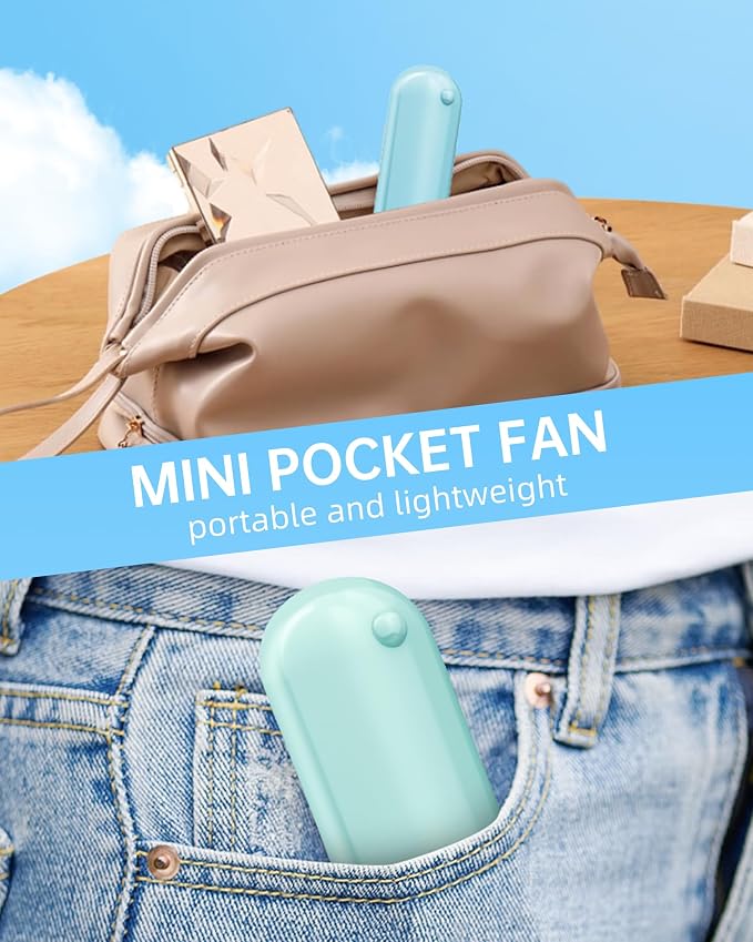 Mini Handheld Fan, Portable Hand Fan with USB Rechargeable, 2000 mAh Battery Operated, 3 Speeds Adjustable, 2 IN 1 Small Personal Pocket Fan for Women Girls Travel Outdoor - Image 5