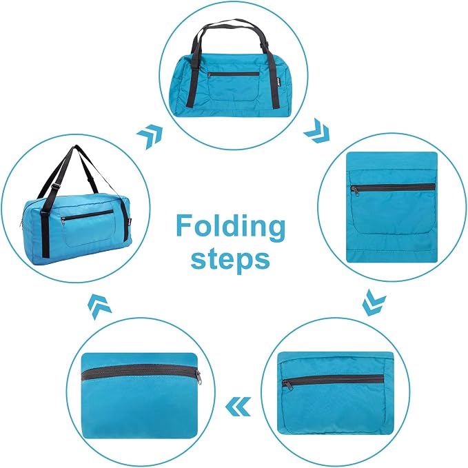 HOLYLUCK Foldable Travel Duffel Bag For Women & Men Luggage Great for Gym - sky blue - Image 5