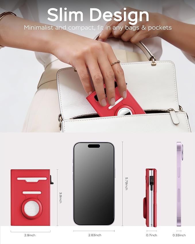 Slim Wallet Women for Air tag - RFID Blocking Small Compact Travel Credit Card Holder Wallet for Women, Smart Pop up Minimalist Card Case, Capacity 10+ Cards, Cash Slot, ID Window - Image 5