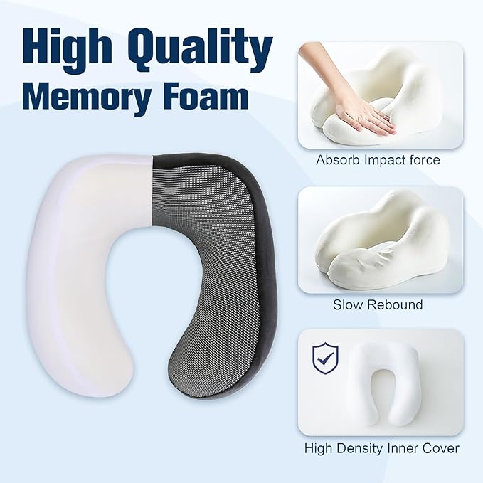 Cirorld Neck Pillow for Traveling, Travel Pillows for Airplanes,100% Pure Memory Foam Travel Neck Pillow, Adjustable Flight Pillow, Portable Plane Accessories with Eye Mask, Earplugs, Carry Bag - Image 5