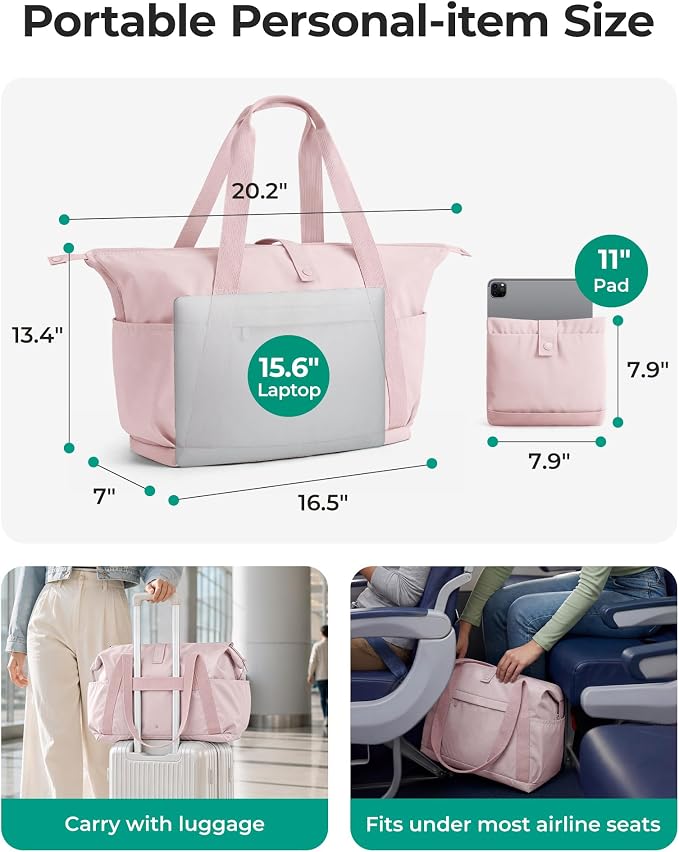 BAGSMART Foldable Travel Bag, 25L Personal Item Bag, Lightweight Gym Bag Carry on Bag, Duffle Bag for Travel Weekender Overnight Bag, Water Resistant - Image 4