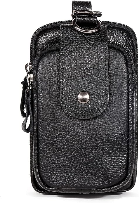 Leather Waist Pack Phone Belt Bag for Men Loop Holster Wallet Cellphone Case Pouch Pack Clip Money Purse by Hebetag