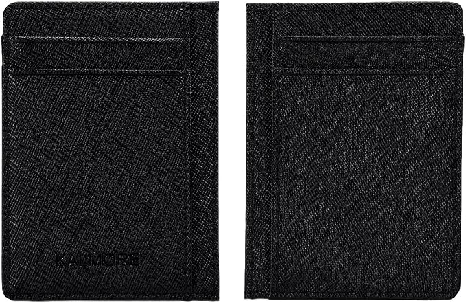 KALMORE womens Credit Holder Genuine Leather Slim Minimalist Card Case Wallet, Black With Id Window - Image 6