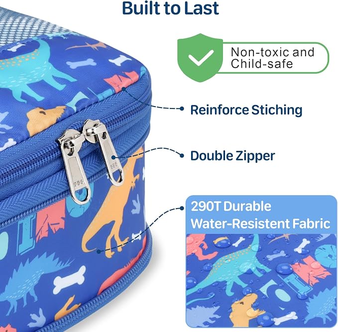 Kids Compression Packing Cubes - 4 PCS Sets, Blue Dinosaur | Water Resistant 4 Piece Set with Shoe Bag, Toddler Suitcase Organizer Set, Expandable Storage for Luggage - Image 6