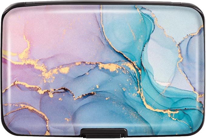 Coco Rossi Credit Card Holder RFID Aluminum Small Mini Wallet Women | Metal Wallet, Business Cards Holder, ID Case, Slim Sleeves, Womens Girls Gift, Carry Wallets for Travel, Gradient Marble - Image 7
