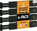 4-Pack Drawer Dividers 2.6-Inch High Dresser Organizer 16 to 22 Inch, Black | Bamboo, Spring Loaded, No Tools Needed, Fits Wide Drawers for Socks, Clothes, Utensils, Bedroom, Bathroom, Kitchen, Office by Bamb%C3%BCsi