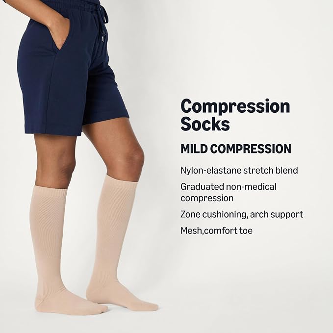Amazon Essentials Women's Knee High Graduated Non-Medical Compression Socks with Arch Support, Daily Wear - Image 3