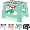 9 Inch Folding Step Stool 300 LB Capacity Non Slip Foot Stool with Handle Plastic Foldable Step Stools for Kids Stepping Stool for Bathroom Black Small Step Stool (1 PC Teal) | Heavy Duty Foldable Stools, Lightweight, Holds 300 lb, for Toddler Kitchen ... by ACSTEP