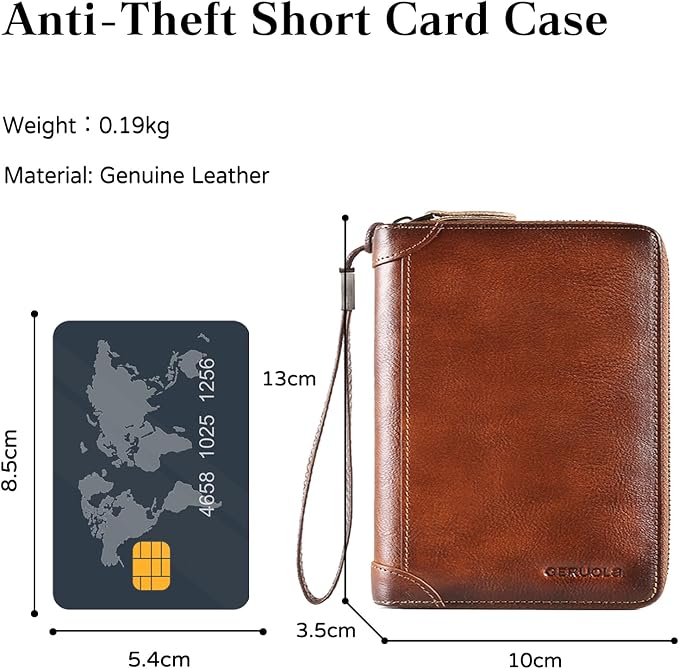Card Bag Cowhide Wallet Men Coin Purse RFID Blocking Card Case Portable Card Holder Coin Bag Pouch with 12/20/30/45 Card Slots Brown C - Image 3