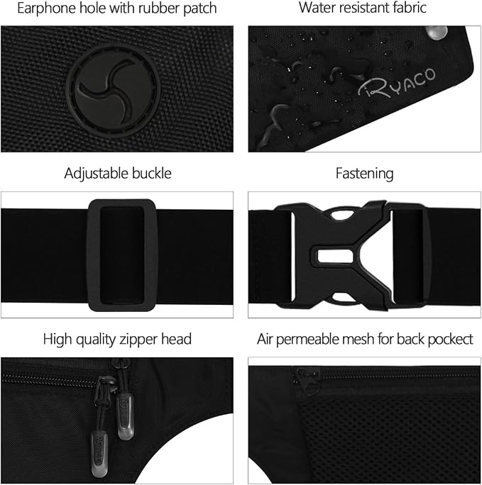 Ryaco Money Belt, Slim Passport Holder RFID Blocking Hidden Wallet Travel Essentials Pouch for Women Men With Adjustable Strap Waist Bag to Protect Cash, Credit Cards and Documents - Image 3